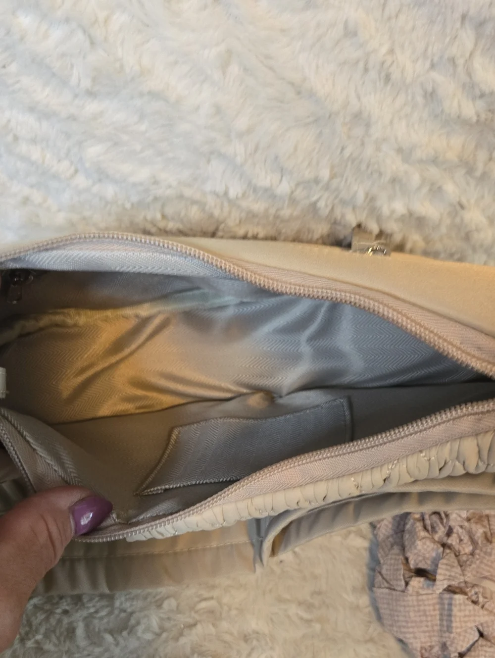 Neutral Quilted Crescent Crossbody Bag - Women's Fashion NWOT